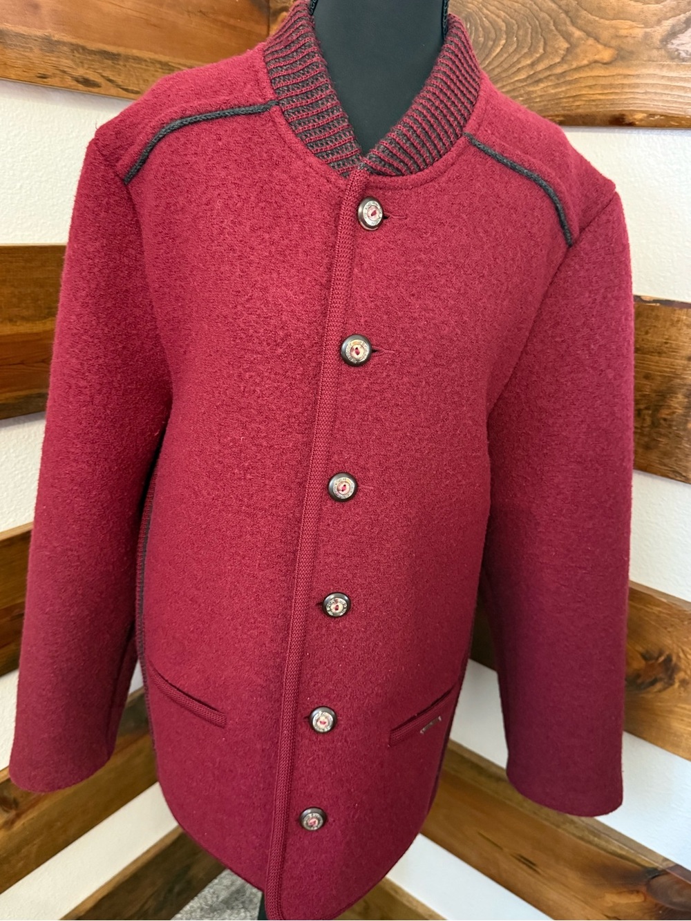Vintage Geiger, Austrian boiled wool jacket available in a size euro 50.